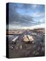 View Over Djemaa El Fna at Dusk With Foodstalls and Crowds of People, Marrakech, Morocco-Lee Frost-Stretched Canvas