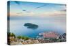 View over Dubrovnik, Lokum Island and Adriatic Sea, Dubrovnik, Dalmatian Coast, Croatia, Europe-Matthew Williams-Ellis-Stretched Canvas