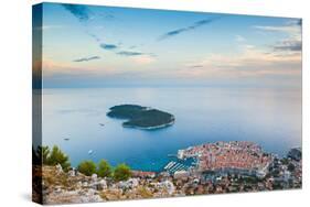 View over Dubrovnik, Lokum Island and Adriatic Sea, Dubrovnik, Dalmatian Coast, Croatia, Europe-Matthew Williams-Ellis-Stretched Canvas