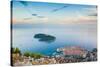 View over Dubrovnik, Lokum Island and Adriatic Sea, Dubrovnik, Dalmatian Coast, Croatia, Europe-Matthew Williams-Ellis-Stretched Canvas