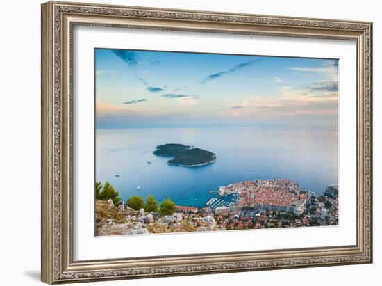 View over Dubrovnik, Lokum Island and Adriatic Sea, Dubrovnik, Dalmatian Coast, Croatia, Europe-Matthew Williams-Ellis-Framed Photographic Print