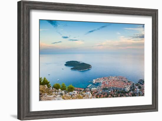 View over Dubrovnik, Lokum Island and Adriatic Sea, Dubrovnik, Dalmatian Coast, Croatia, Europe-Matthew Williams-Ellis-Framed Photographic Print