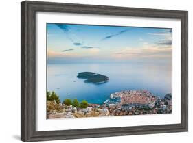 View over Dubrovnik, Lokum Island and Adriatic Sea, Dubrovnik, Dalmatian Coast, Croatia, Europe-Matthew Williams-Ellis-Framed Photographic Print