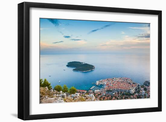 View over Dubrovnik, Lokum Island and Adriatic Sea, Dubrovnik, Dalmatian Coast, Croatia, Europe-Matthew Williams-Ellis-Framed Photographic Print