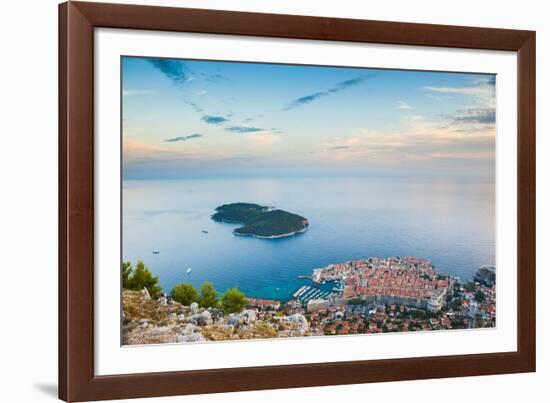 View over Dubrovnik, Lokum Island and Adriatic Sea, Dubrovnik, Dalmatian Coast, Croatia, Europe-Matthew Williams-Ellis-Framed Photographic Print