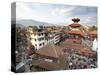 View over Durbar Square from Rooftop Cafe Showing Temples and Busy Streets, Kathmandu, Nepal, Asia-Lee Frost-Stretched Canvas