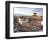 View over Durbar Square from Rooftop Cafe Showing Temples and Busy Streets, Kathmandu, Nepal, Asia-Lee Frost-Framed Photographic Print