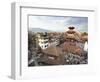 View over Durbar Square from Rooftop Cafe Showing Temples and Busy Streets, Kathmandu, Nepal, Asia-Lee Frost-Framed Photographic Print