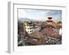 View over Durbar Square from Rooftop Cafe Showing Temples and Busy Streets, Kathmandu, Nepal, Asia-Lee Frost-Framed Photographic Print