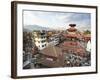 View over Durbar Square from Rooftop Cafe Showing Temples and Busy Streets, Kathmandu, Nepal, Asia-Lee Frost-Framed Photographic Print