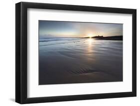 View over Embleton Beach at Sunrise Towards the Silhouetted Ruin of Dunstanburgh Castle-Lee Frost-Framed Photographic Print