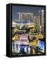 View over Entertainment District of Clarke Quay, Singapore River and City Skyline, Singapore-Gavin Hellier-Framed Stretched Canvas