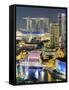 View over Entertainment District of Clarke Quay, Singapore River and City Skyline, Singapore-Gavin Hellier-Framed Stretched Canvas