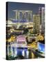 View over Entertainment District of Clarke Quay, Singapore River and City Skyline, Singapore-Gavin Hellier-Stretched Canvas