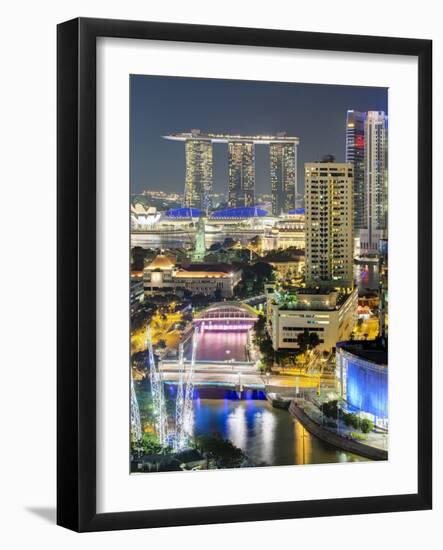 View over Entertainment District of Clarke Quay, Singapore River and City Skyline, Singapore-Gavin Hellier-Framed Photographic Print