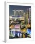 View over Entertainment District of Clarke Quay, Singapore River and City Skyline, Singapore-Gavin Hellier-Framed Photographic Print