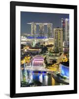 View over Entertainment District of Clarke Quay, Singapore River and City Skyline, Singapore-Gavin Hellier-Framed Photographic Print