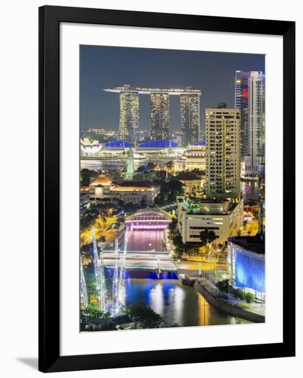 View over Entertainment District of Clarke Quay, Singapore River and City Skyline, Singapore-Gavin Hellier-Framed Photographic Print