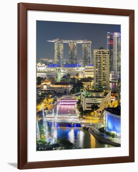 View over Entertainment District of Clarke Quay, Singapore River and City Skyline, Singapore-Gavin Hellier-Framed Photographic Print