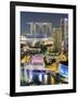 View over Entertainment District of Clarke Quay, Singapore River and City Skyline, Singapore-Gavin Hellier-Framed Photographic Print