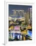 View over Entertainment District of Clarke Quay, Singapore River and City Skyline, Singapore-Gavin Hellier-Framed Photographic Print