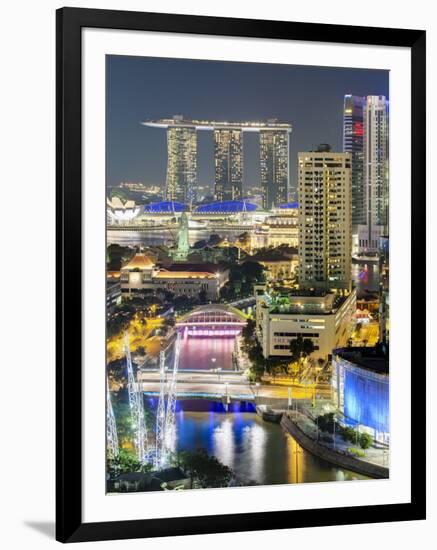 View over Entertainment District of Clarke Quay, Singapore River and City Skyline, Singapore-Gavin Hellier-Framed Photographic Print