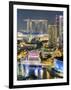 View over Entertainment District of Clarke Quay, Singapore River and City Skyline, Singapore-Gavin Hellier-Framed Photographic Print