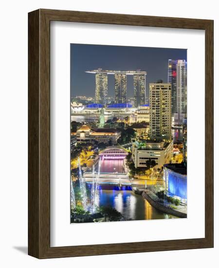 View over Entertainment District of Clarke Quay, Singapore River and City Skyline, Singapore-Gavin Hellier-Framed Photographic Print