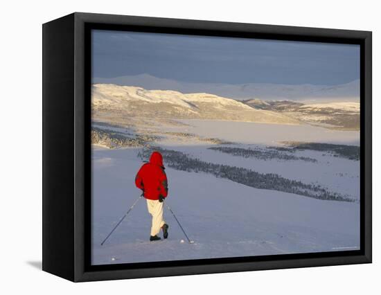 View Over Frozen Lake Furusjoen, Rondablikk, Norrway, Scandinavia-David Poole-Framed Stretched Canvas