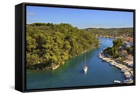 View over Gaios Harbour, Paxos, the Ionian Islands, Greek Islands, Greece, Europe-Neil Farrin-Framed Stretched Canvas