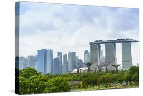 View over Gardens by Bay to Three Towers of Marina Bay Sands Hotel and City Skyline Beyond-Fraser Hall-Stretched Canvas