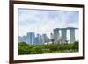 View over Gardens by Bay to Three Towers of Marina Bay Sands Hotel and City Skyline Beyond-Fraser Hall-Framed Photographic Print