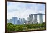 View over Gardens by Bay to Three Towers of Marina Bay Sands Hotel and City Skyline Beyond-Fraser Hall-Framed Premium Photographic Print