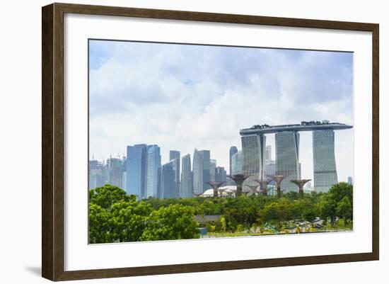 View over Gardens by Bay to Three Towers of Marina Bay Sands Hotel and City Skyline Beyond-Fraser Hall-Framed Photographic Print