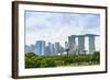 View over Gardens by Bay to Three Towers of Marina Bay Sands Hotel and City Skyline Beyond-Fraser Hall-Framed Photographic Print