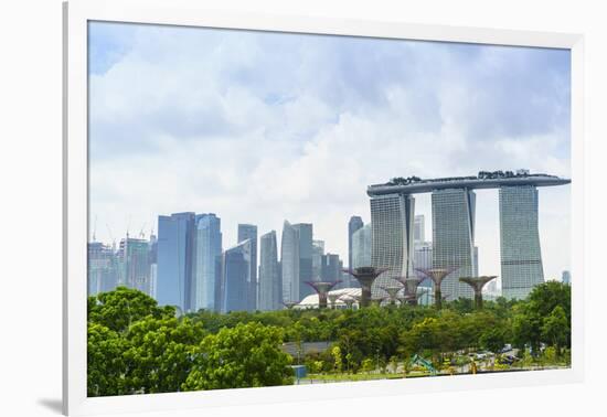 View over Gardens by Bay to Three Towers of Marina Bay Sands Hotel and City Skyline Beyond-Fraser Hall-Framed Photographic Print