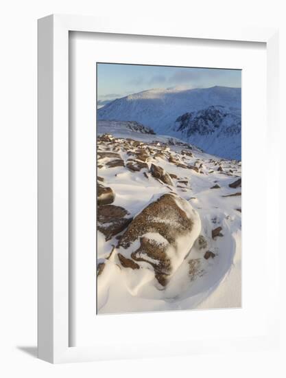 View over Glen Avon to Beinn Mheadhoin in Winter, Cairngorms National Park, Scotland, December-Mark Hamblin-Framed Photographic Print