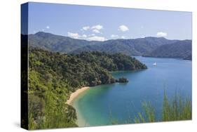 View over Governors Bay and Grove Arm, Queen Charlotte Sound (Marlborough Sounds), near Picton, Mar-Ruth Tomlinson-Stretched Canvas