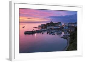 View over Harbour and Castle at Dawn, Tenby, Carmarthen Bay, Pembrokeshire, Wales, UK-Stuart Black-Framed Photographic Print