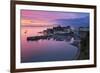 View over Harbour and Castle at Dawn, Tenby, Carmarthen Bay, Pembrokeshire, Wales, UK-Stuart Black-Framed Photographic Print