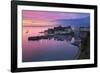 View over Harbour and Castle at Dawn, Tenby, Carmarthen Bay, Pembrokeshire, Wales, UK-Stuart Black-Framed Photographic Print