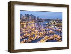 View over Harbour and Granville Island with City Skyline at Dusk, Vancouver, British Colombia-Peter Adams-Framed Photographic Print