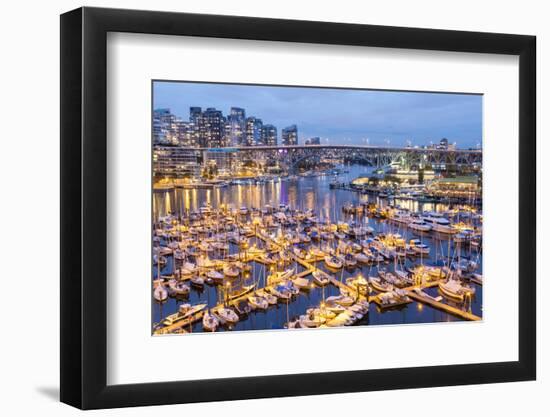 View over Harbour and Granville Island with City Skyline at Dusk, Vancouver, British Colombia-Peter Adams-Framed Photographic Print