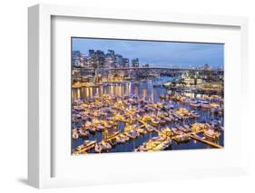 View over Harbour and Granville Island with City Skyline at Dusk, Vancouver, British Colombia-Peter Adams-Framed Photographic Print