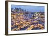 View over Harbour and Granville Island with City Skyline at Dusk, Vancouver, British Colombia-Peter Adams-Framed Photographic Print