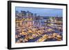 View over Harbour and Granville Island with City Skyline at Dusk, Vancouver, British Colombia-Peter Adams-Framed Photographic Print