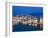 View over Harbour and Restaurants at Dusk, Ayios Nikolaos, Lasithi Region, Crete, Greek Islands, Gr-Stuart Black-Framed Photographic Print