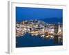 View over Harbour and Restaurants at Dusk, Ayios Nikolaos, Lasithi Region, Crete, Greek Islands, Gr-Stuart Black-Framed Photographic Print