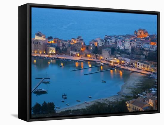 View over Harbour at Dusk, Castellammare Del Golfo, Sicily, Italy-Peter Adams-Framed Stretched Canvas