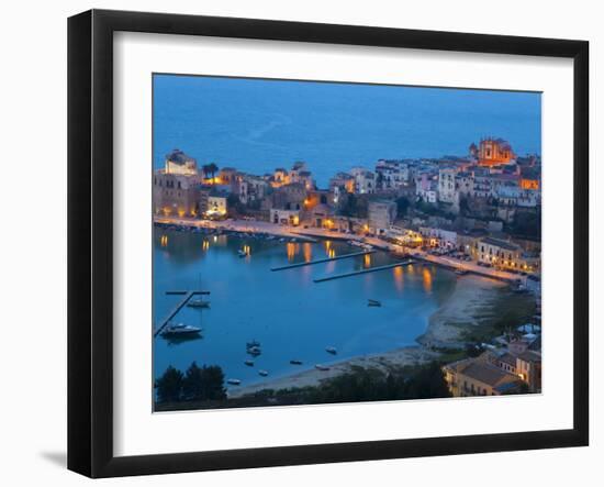 View over Harbour at Dusk, Castellammare Del Golfo, Sicily, Italy-Peter Adams-Framed Photographic Print